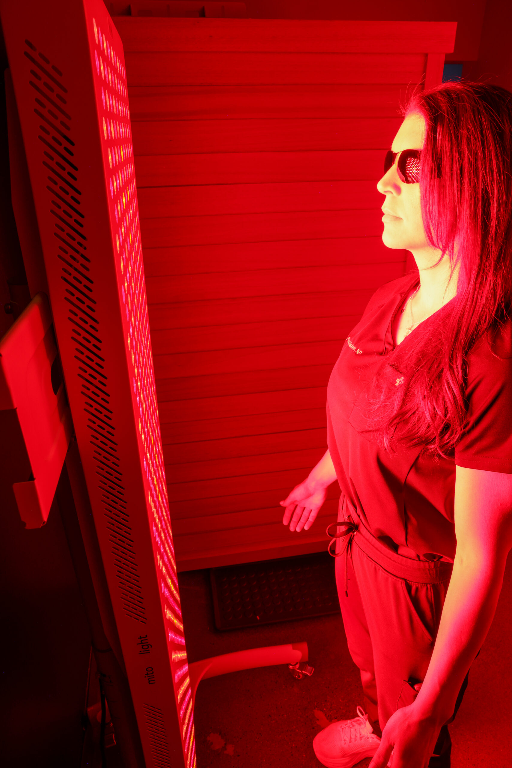 Red light therapy treatment room at Peak HRT
